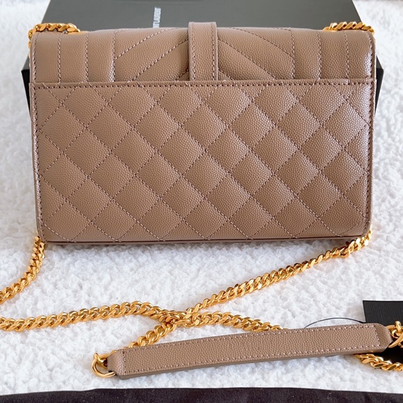 Saint Laurent YSL Small Envelope Quilted Matelassé Chain Leather Shoulder Bag - Picture 2 of 16